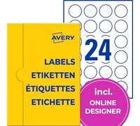 AVERY Zweckform Etichette rotonde, resistenti alle intemperie (240 punti adesivi, Ø 40 mm su A4, permanente, impermeabili, resistenti, stampabili per esterni, etichetta del prodotto), 10 fogli, bianco