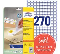 Avery Zweckform L4730REV-25 Universal Labels 17.8 x 10 mm 25 Sheets / 6750 Label