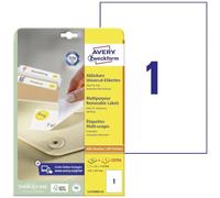 Avery Zweckform L4735REV - Etichette universali (25 etichette A4 rimovibili, 210 x 297 mm, 25 fogli, colore: Bianco