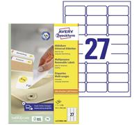 Avery-Zweckform L4737REV-100 63.5 x 29.6 mm Carta Bianco 2700 pz. Staccabile