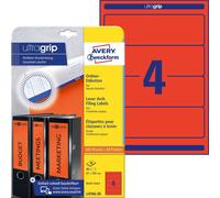 Avery Zweckform L4766 A4 Folder Labels 80 Pack of 192 x 61 mm 20 Sheets Red