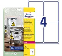 etichette adesive l4774 - in poliestere - laser - permanenti - 99,1 x 139 mm - 4 et/fg - 8 fogli - bianco - avery