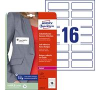 Avery Zweckform L4783 Name Badge Labels, 20 Sheets/320 Labels/88.9 x 31 mm, Whit