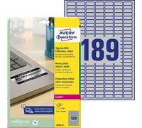 Avery-Zweckform L6008-20 Etichette 25.4 x 10 mm Pellicola in poliestere Argento