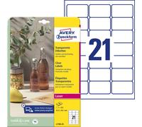 Avery-Zweckform L7782-25 Etichetta Film 63.5x38.1mm Poliestere Trasparente