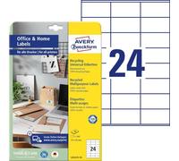 AVERY Zweckform LR3475-10 - Etichette riciclate (240 adesivi per indirizzi, 70 x 36 mm su A4, carta riciclata al 100%, etichette stampabili, etichette adesive autoadesive), 10 fogli, bianco naturale