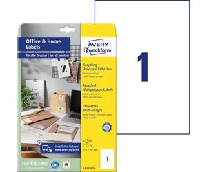 AVERY Zweckform LR3478-10 Etichette per Riciclaggio (10 etichette per indirizzi, 210 x 297 mm su A4, 100% carta riciclata riciclata, etichette stampabili, etichette autoadesive, DHL) 10 fogli, bianco