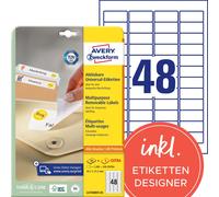 Avery Zweckform Multi-Purpose Removable Labels for All A4 Printers, 45.7 x 21.2
