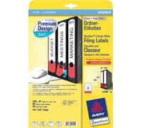 Avery Zweckform Premium Design 2 in 1 Etichette per cartelle con codifica a colori, 288 x 61 mm, 60 etichette con funzione 2 in 1, colore: bianco/rosso