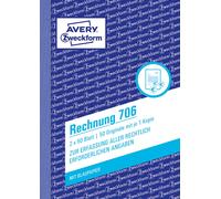 Avery Zweckform Rechnung, DIN A6, 706, Pre-Punched 2X 50 Sheets White