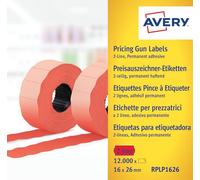 Avery Zweckform RPLP1626 - Etichette per prezzi, 2 x 26 mm, 10 rotoli per 12.000 etichette, colore: Rosso