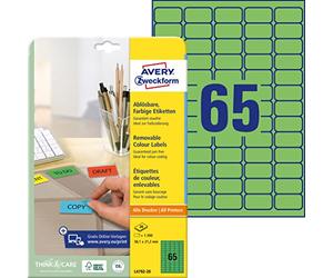 AVERY Zweckform Stick&Lift Etiketten, 38,1 x 21,2 mm, grün, 1300 Pezzi