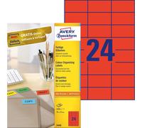 Avery Zweckform Universal Labels 70 x 37 mm for All A4 Printing red red 2400