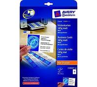 AVERY Zweckform Visitenkarten, 85 x 54 mm, weiß, 100 Stück, 10 Pezzi