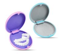 Avesteir 2 pezzi porta apparecchio denti, caso per dentiera, custodia bite dentale, contenitore per protesi dentarie, scatola ortodontica, Resistente e Facile da Pulire, per aligner (Rosa e blu)