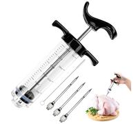 Avesteir 30ml Siringa per Carne BBQ con 3 Aghi Acciaio Inossidabile 1 Spazzole per la Pulizia, Alimentare Meat Injector, Pipetta Condimento per Manzo Tacchini Barbecue Cucina Strumento di Cottura
