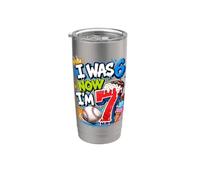 Avevo 6 anni Ora ho 7 anni 7th Birthday Boys Ice Cream Drip Baseball Bicchiere termico in acciaio inox doppia parete