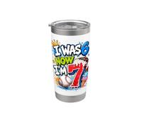 Avevo 6 anni Ora ho 7 anni 7th Birthday Boys Ice Cream Drip Baseball Bicchiere termico in acciaio inox doppia parete
