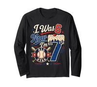 Avevo 6 Anni Ora Ho 7 Anni 7th Birthday Boys Ice Cream Drip Baseball Maglia a Manica