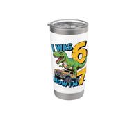 Avevo sei anni ora sono sette dinosauri 67 Meme 7th Birthday Boys Bicchiere termico in acciaio inox doppia parete
