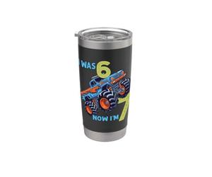 Avevo sei anni ora sono sette Monster Truck 67 Meme 7th Birthday Bicchiere termico in acciaio inox doppia parete