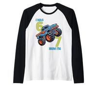 Avevo Sei Anni Ora Sono Sette Monster Truck 67 Meme 7th Birthday Maglia con Maniche Raglan