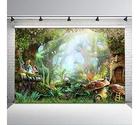 Avezano 3 * 2.1m Sfondo foresta fiaba, farfalla fungo incantato Fantasy Wonderland fiore di primavera sfondo, bambini appena nati bambini bambino festa di compleanno Banner
