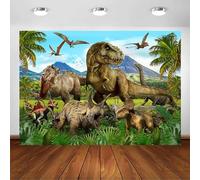 Avezano Sfondo con dinosauro giurassico, sfondo fotografico per compleanno, decorazione a tema dinosauro, per feste di compleanno per ragazzi, striscioni per foto (2,1 x 1,5 m)