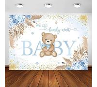 Avezano Sfondo decorativo per baby shower con orsetto bohémien, per baby shower, feste e fotografie, 2,1 x 1,5 m