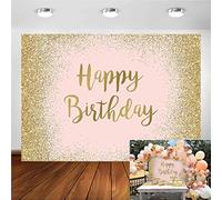 Avezano Sfondo di buon compleanno per donne ragazze festa di compleanno Banner 2,1 x 1,5 m rosa e oro rosa glitter decorazioni per feste di compleanno dolce principessa ragazza sfondo compleanno