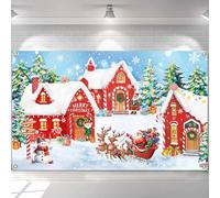 Avezano Sfondo di Natale Banner Babbo Natale Inverno Scena innevata Polo Nord Banner Decorazione Famiglia Vacanze di Natale Forniture Sfondo Photo Booth Puntelli 170,8 x 110,3 cm