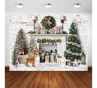 Avezano Sfondo di Natale Camino Invernale Albero di Natale Fotografia Sfondo Vacanze Photobooth Ritratto Wall Party Banner Photo Studio Puntelli (1,8 m x 1,2 m)