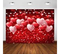 Avezano Sfondo doccia nuziale San Valentino cuori rossi palloncini a tema amore festa sfondo per fidanzamento matrimonio fotografia banner foto studio puntelli (2,1 x 1,5 m)