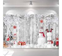 Avezano Sfondo invernale con pupazzo di neve natalizio con fiocco di neve e pupazzo di neve, decorazione per la famiglia, inverno, vacanze, feste, sfondo, accessori per cabina fotografica, 180 x 110