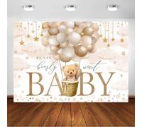 Avezano Sfondo per baby shower, motivo: orso, palloncini e orso, tema: orso, baby shower, feste, fotografie, scenografia, scenografia, 2,1 x 1,5 m