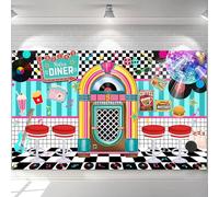 Avezano Striscione per feste anni '50 retrò anni '50 Rock and Roll Diner classico sfondo decorazioni anni '50 Sock Hop Party Photo Backgroud striscioni 170,8 x 100 cm