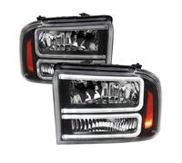 AVFORA Fanali Per Ford Per Excursion Per F-250 F-350 Per Super Per Duty 1999 2000 2001 2002 2003 2004 2 Pz Alloggiamento Nero Fari Alogeni Auto Faro Assemblea