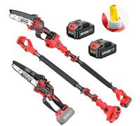 Avhrit Motosega Elettrica Senza Filo a Batteria 2-in-1 con Potatore Telescopico, Motosega da Potatura 8 Pollici, Testa Girevole 120°, Altezza di Lavoro 16 FT