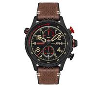 AVI-8 da uomo 43 mm Hawker Hunter Duke Cronografo Giapponese Mecca-Quarzo Pilota Orologio con Cinturino in Pelle AV-4080