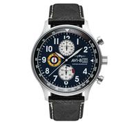 AVI-8 Hawker Hurricane Orologio da uomo al quarzo giapponese con cronografo classico, 42 mm, con cinturino in pelle, AV-4011, Nero mezzanotte., Cinturino
