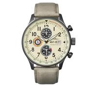 AVI-8 Hawker Hurricane Orologio da uomo al quarzo giapponese con cronografo classico, 42 mm, con cinturino in pelle, AV-4011, Crema e beige., Cinturino