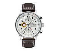 AVI-8 Mens 42mm Hawker Hurricane Classic Chronograph Classic White Japanese Quartz Pilot Watch with Leather Strap AV-4011-01