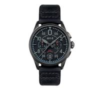 AVI-8 Mens 42mm Spitfire Lock Chronograph Slate Black Japanese Quartz Pilot Watch with Leather Strap AV-4089-03