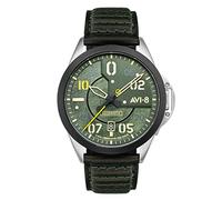 AVI-8 Mens 43mm P-51 Mustang Hitchcock Automatic Greentree Japanese Quartz Pilot Watch with Leather Strap AV-4086-03