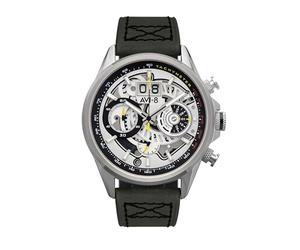 AVI-8 Mens 45mm Hawker Harrier Matador Chronograph Ivory Steel Japanese Quartz Pilot Watch with Genuine Leather Strap AV-4065-01