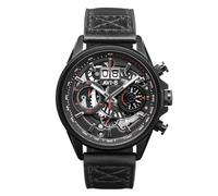 AVI-8 Mens 45mm Hawker Harrier Matador Chronograph Stealth Black Japanese Quartz Pilot Watch with Genuine Leather Strap AV-4065-05