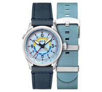 AVI-8 Orologio automatico da uomo Flyboy Wingman Worldtimer GMT 41 mm con cinturino in pelle AV-4120, Blu Potere, Contemporane