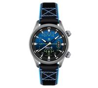 AVI-8 Orologio automatico Hawker Harrier HUD da uomo 44mm con cinturino in gomma/pelle AV-4117, Blu sfumato.