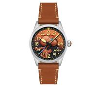 AVI-8 Orologio da uomo 42 mm Spitfire Peanuts Snoopy Flying Ace 24 ore automatico edizione limitata con cinturino in pelle AV-4150, Arancione bruciato, Cinturino