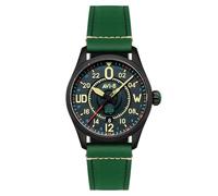 AVI-8 Orologio da uomo 42 mm Spitfire Smith automatico 24 ore automatico Paddy edizione limitata con cinturino in pelle AV-4154, Verde risaia, Cinturino